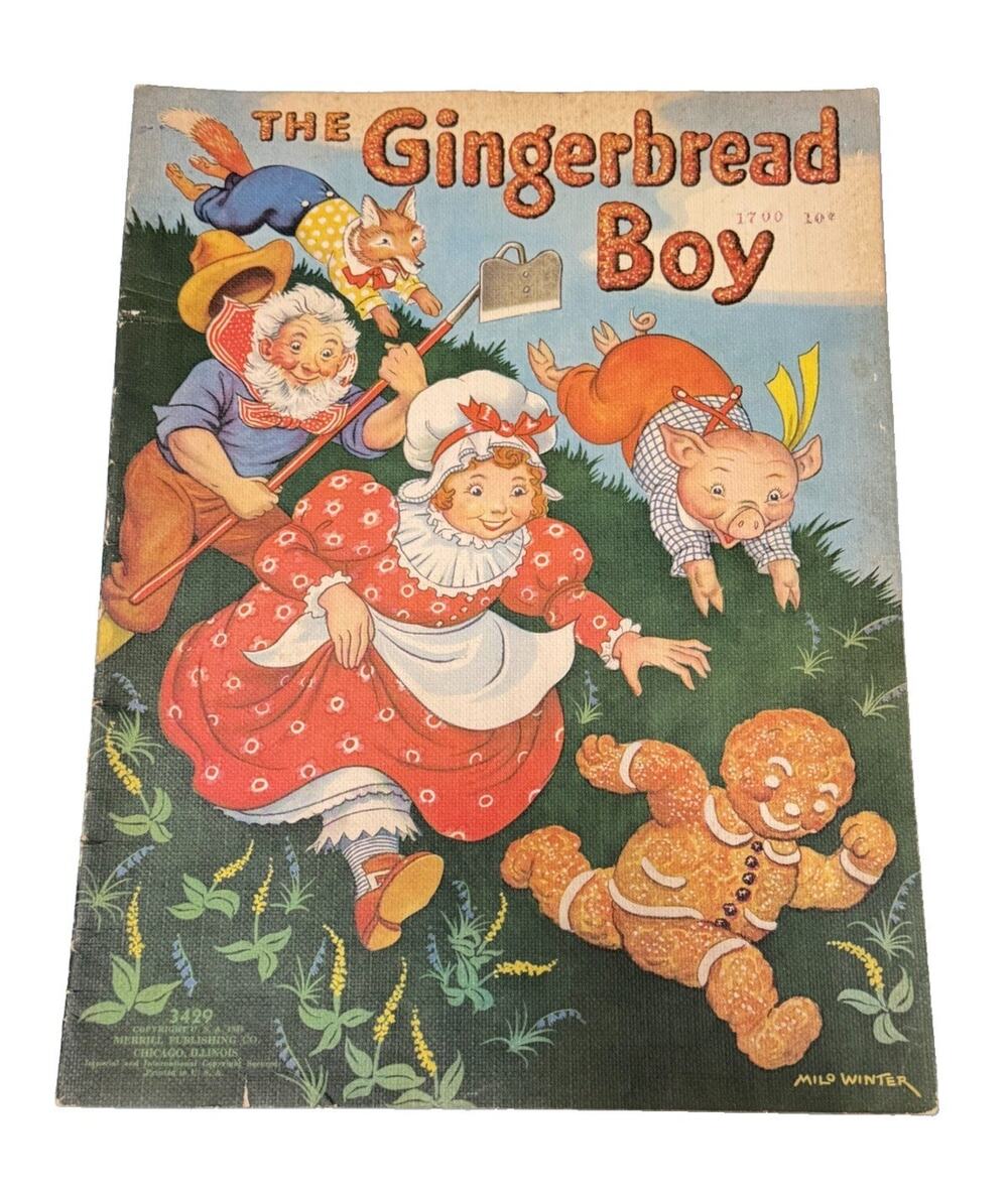 The Gingerbread Boy Story Book Milo Winter MERRILL VINTAGE 1938 #3429 Christmas